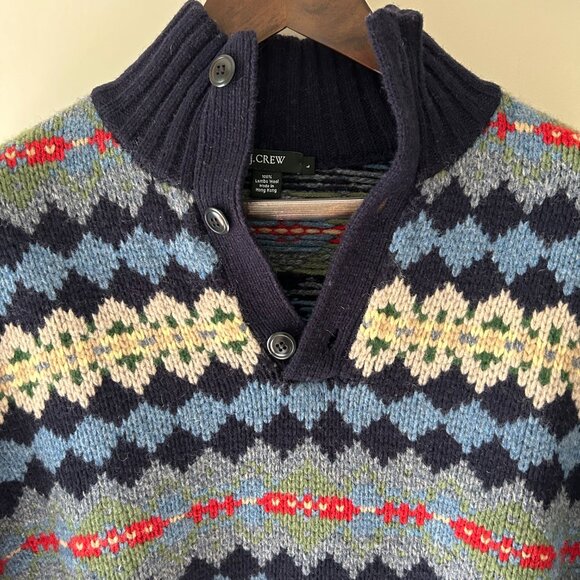J. Crew Lambswool Button Mock Neck Sweater - MINT! - Picture 2 of 5